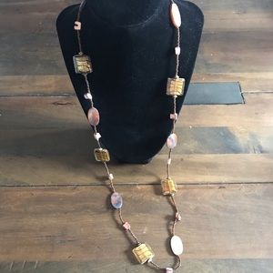 Long Orange Stone Necklace